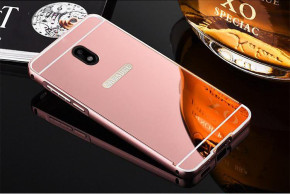Луксозен алуминиев бъмпър с твърд огледален златисто розов гръб за Samsung Galaxy J5 2017 J530F 
